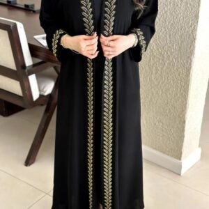 Abaya-AB عباية الريم قماش انترنت مع كلفة ذهبي شك