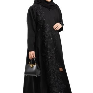 Hasnaa Abaya عباية وهاجة بتطريز ورد مع شك خرز