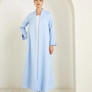 Styli عباية نسائية مفتوحة من الأمام باللون الأزرق الفاتح