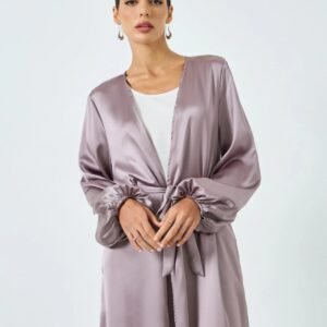 Take Two By Styli عباية نسائية بلون أرجواني سادة بأكمام طويلة