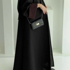 Lamsa عباية فاتن _عباية لمار اسود فاحم _بقصىة نص كلوش _انيقة للغاية _ وتخطف الانظار