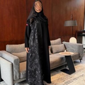 GENRAL عباية D 855 - قماش سيراميك مزين دانتيل