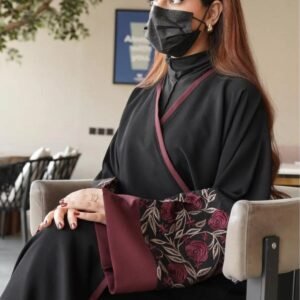 Ratan عبايه لمار على كم مطرز كلاسيكي على كم لون على امام بصمه لون جديد وراقي تالقي مع عبايات ريتان دقه